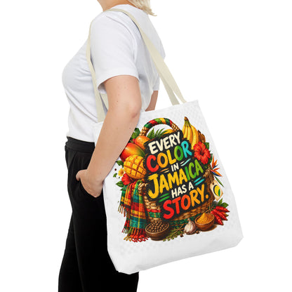 Jamaica Story Tote Bag — "Every Color in Jamaica Has a Story" All-Over Print