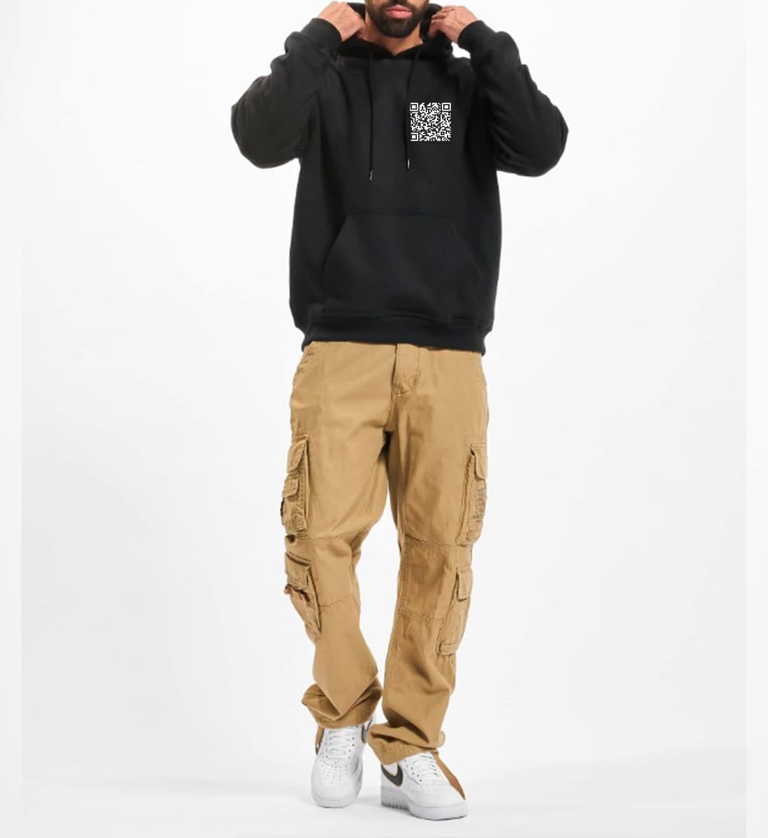 FU QR Code Hoodie Unisex Funny Scan Code Joke Graphic Pullover Hooded Winter Thick Sweatshirt
