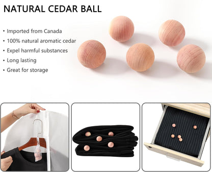 Clear Garment Bags for Hanging Clothes, 60 Inch, 7 Pack with 5 Cedar Balls