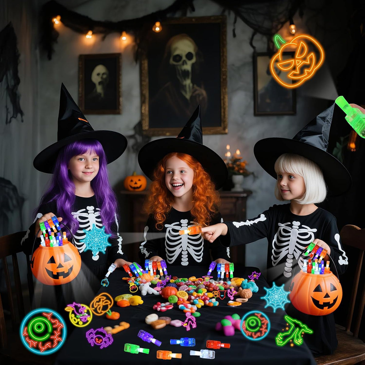 Halloween Party Favors for Kids, 36Pcs Finger Lights for Halloween Goodie Bag Fillers Basket Treats Toys for Girls Boys Kids Classroom Rewards