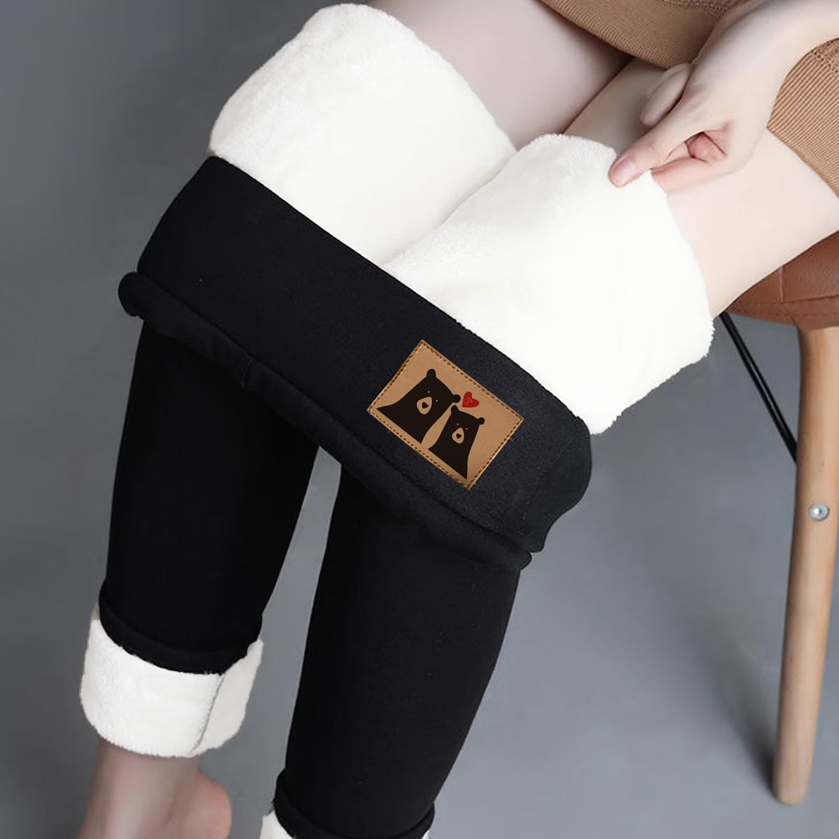 Warm Sherpa Fleece Lined Leggings for Women, High Waist Thick Tummy Control Fleece Skinny Tights Plush Thermal Pants