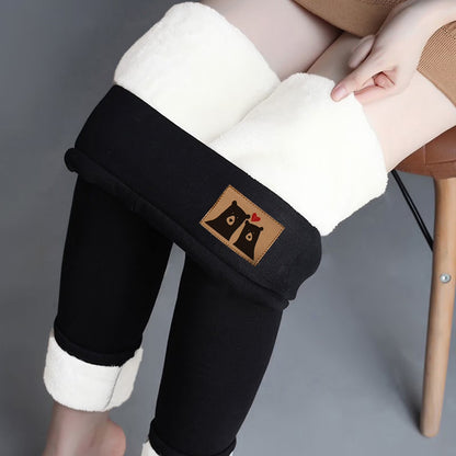 Warm Sherpa Fleece Lined Leggings for Women, High Waist Thick Tummy Control Fleece Skinny Tights Plush Thermal Pants