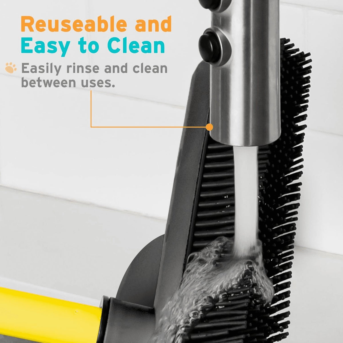 Pet Hair Removal Rubber Broom, 61" Telescopic Handle