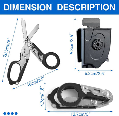 6In1 Multifunctional Trauma Shears Emergency Response Scissors with Seatbelt Cutter Glass Breaker for Outdoor Rescue First Aid