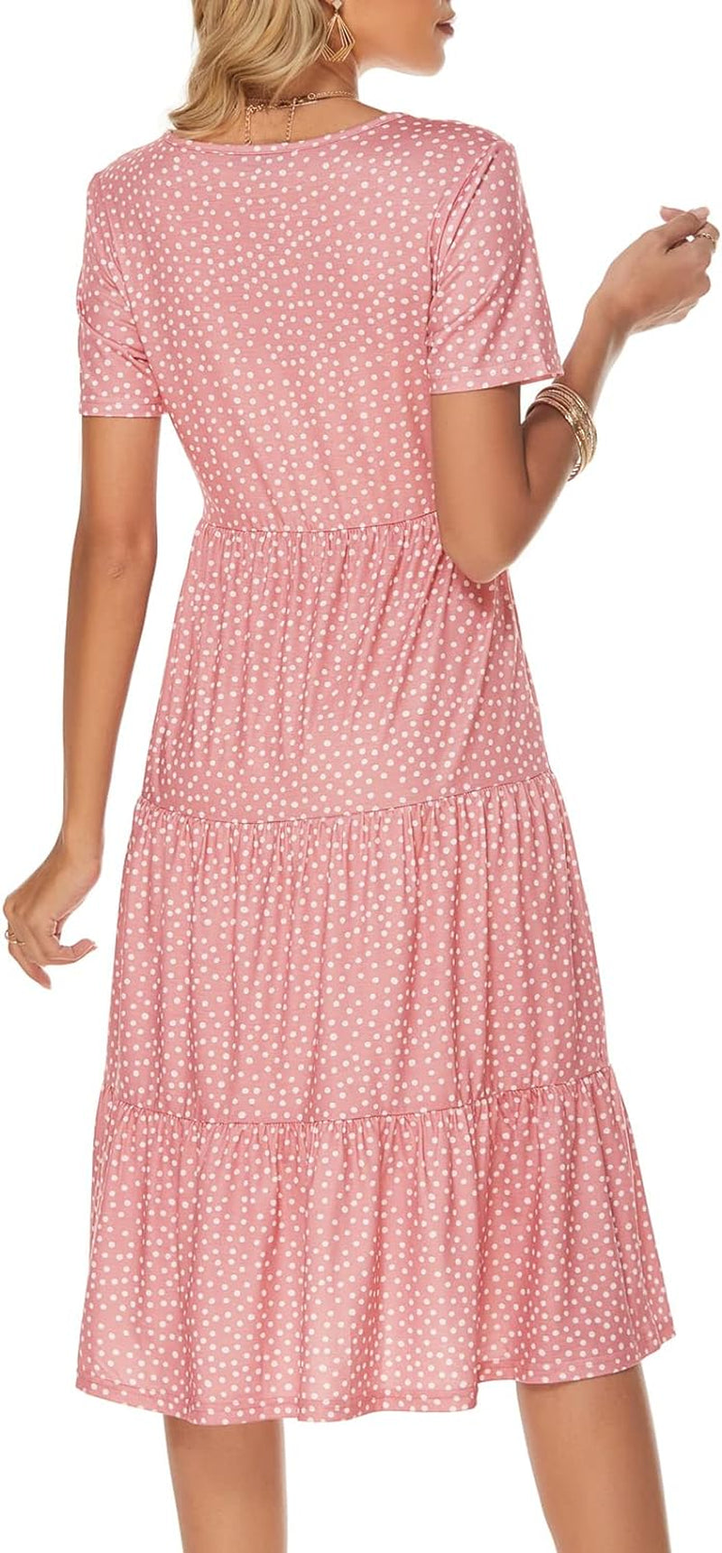 Women's Casual Summer Tiered Midi Dress with V-Neck - Bohemian Sundress 2026