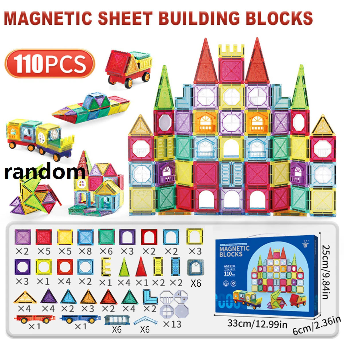 Magnetic Tiles for Kids Ages 3-5 4-8 Magnet Toys for 3 4 5 6 7 8+ Year Old Boys Girls Toddlers Magnetic Building Blocks Preschoo