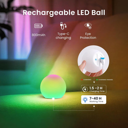 3-Inch Rechargeable LED Ball Lights, Glowing Sphere Lights W/Remote