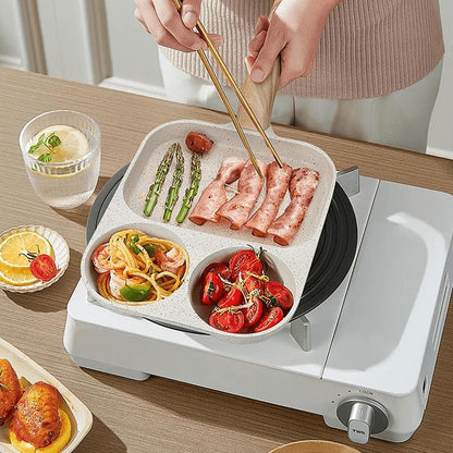 Egg Frying Pan, 3 Section Omelette Pan with Nonstick Coating, Aluminium Alloy, Suitable for Gas and Induction Stove
