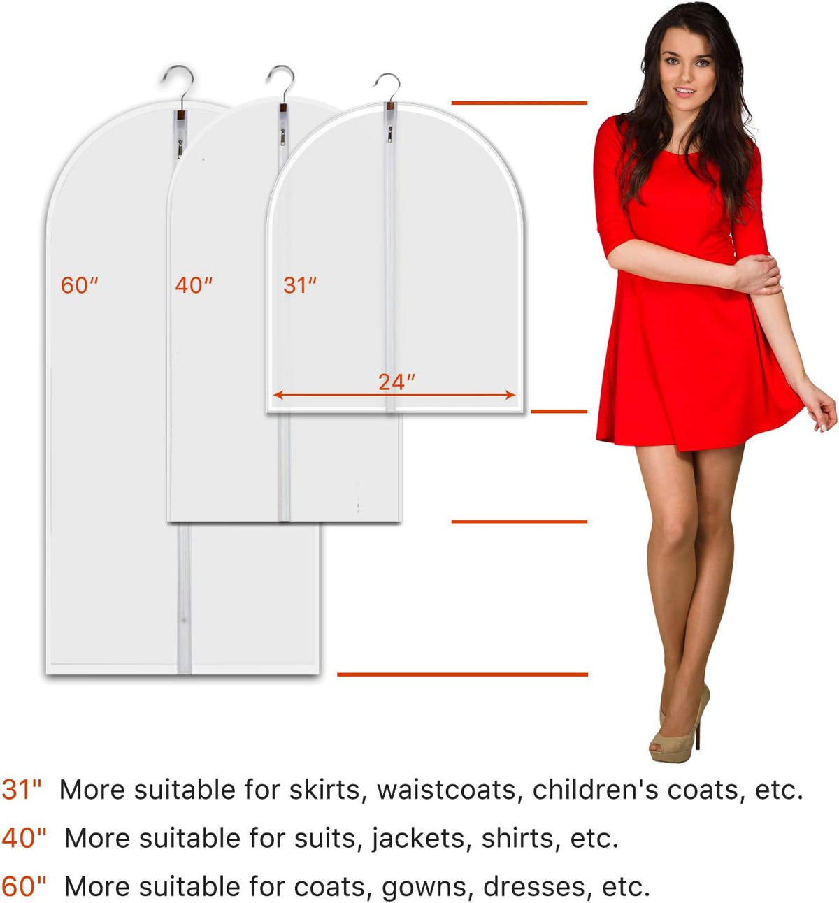 Clear Garment Bags for Hanging Clothes, 60 Inch, 7 Pack with 5 Cedar Balls