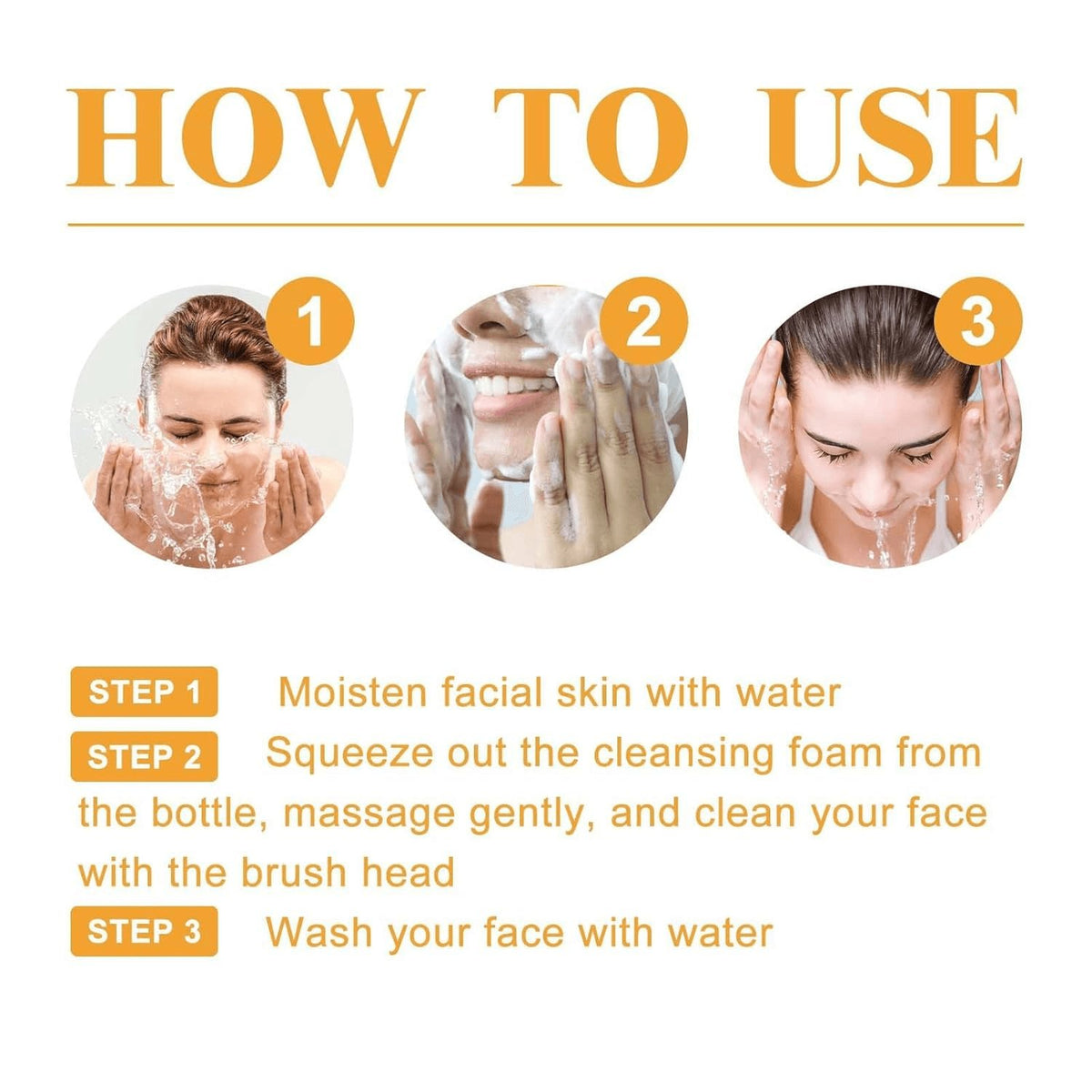 Glow Wash Turmeric Face Wash with Brush,Deep Cleansing Exfoliating Foaming Facial Cleanser.