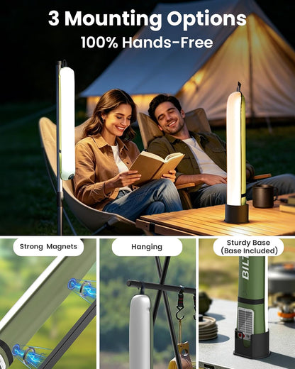 24" Inflatable Solar Camping Lantern IP66 TPU Emergency Hiking Light(Green)