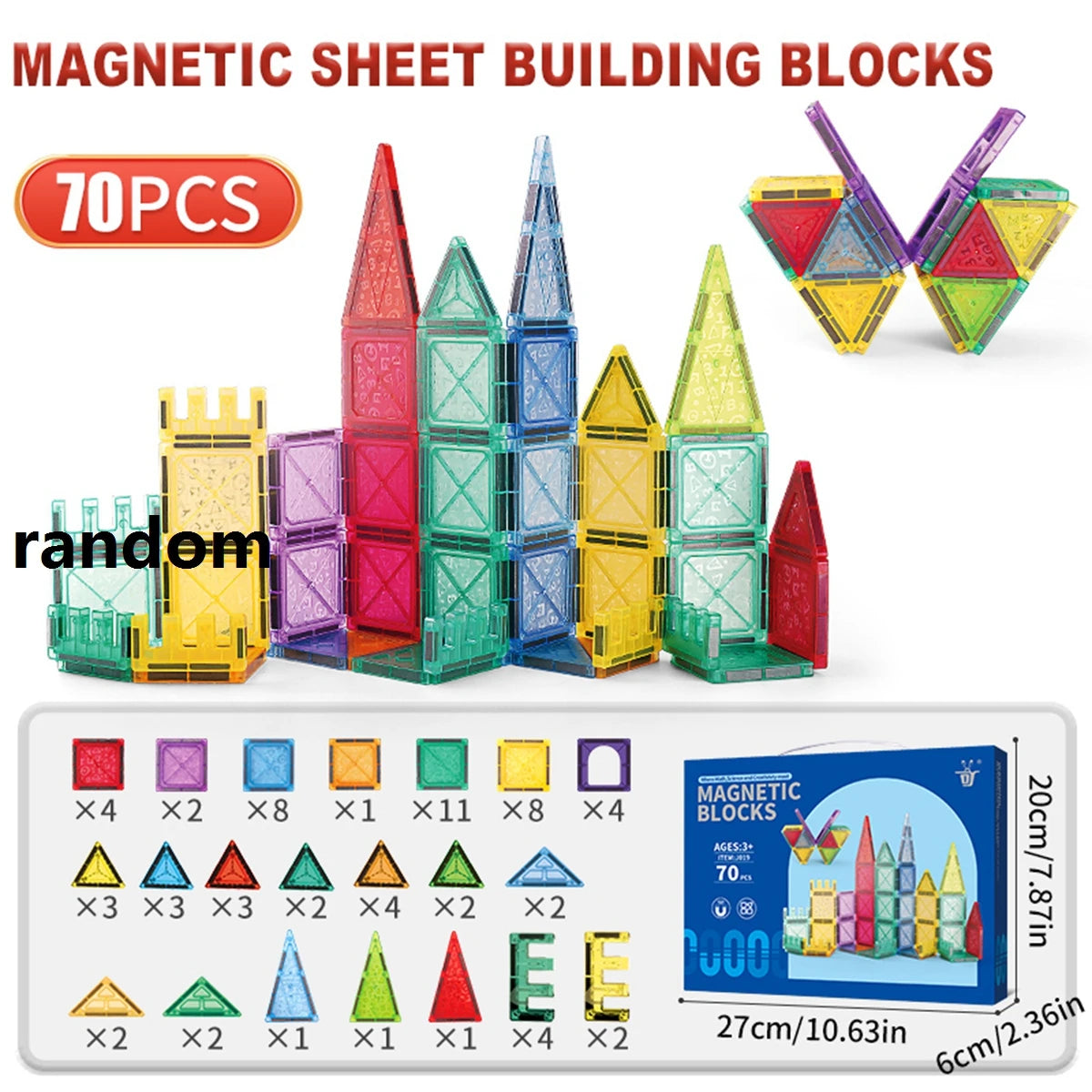 Magnetic Tiles for Kids Ages 3-5 4-8 Magnet Toys for 3 4 5 6 7 8+ Year Old Boys Girls Toddlers Magnetic Building Blocks Preschoo